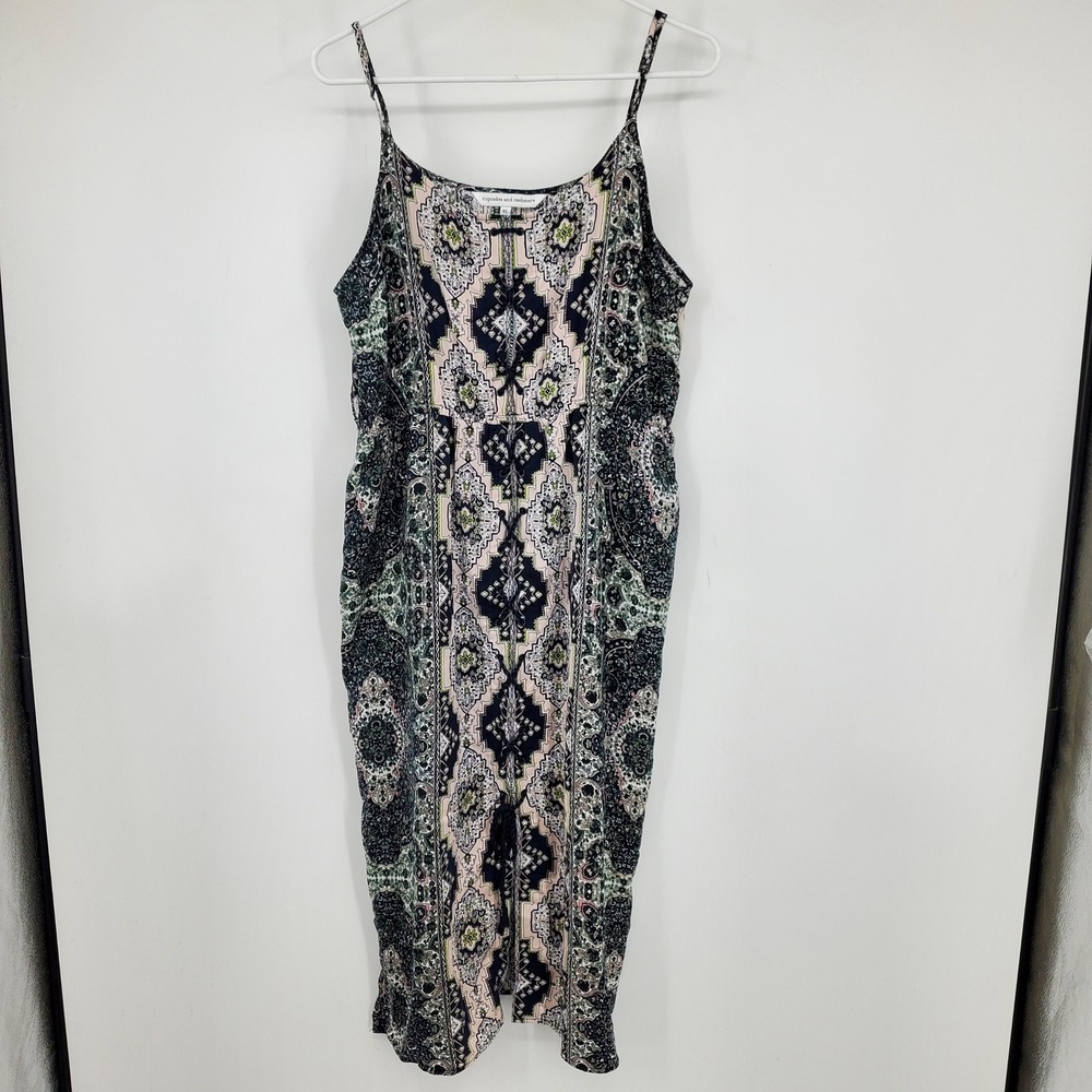 Cupcakes & Cashmere Navy Blue Pink Women XL Boho Festival Coastal Midi Dress XL